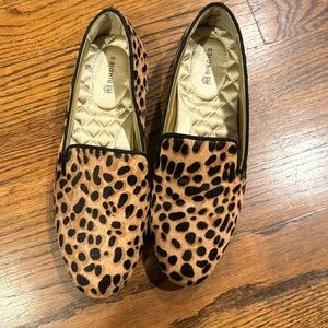 Birdies Starling Flats Womens 6 Cheetah Quilted Insole Slip On Comfort NEW